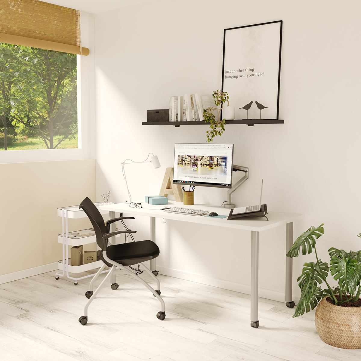 Ella Fixed Height Desk (White), by Special T